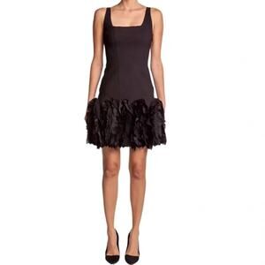 Robert Rodriguez Fit and Flare Ruffle Dress PURPLE Crepe Ruffled Skirt Size XS